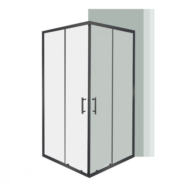 Leziter Cabină de duș pătrată Spirit Clear 90x90x180 cm, fără cădiță de duș, neagră