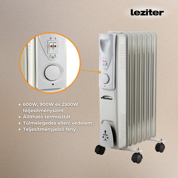 Leziter Radiator cu ulei Norde, format din 7 piese, 600W/900W/1500W