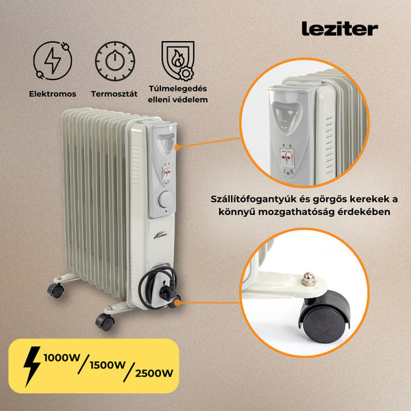 Leziter Radiator cu ulei Norde, format din 7 piese, 600W/900W/1500W