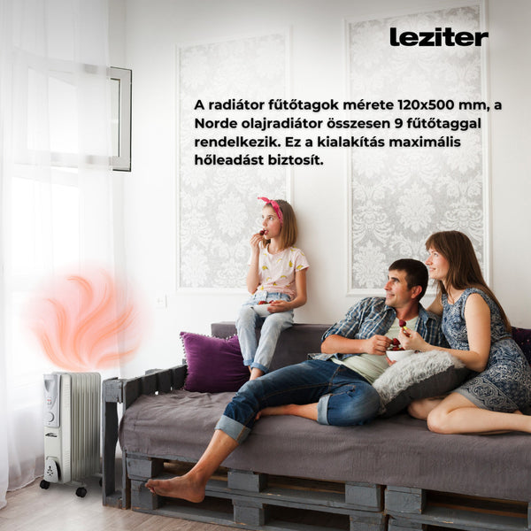 Leziter Radiator cu ulei Norde, format din 7 piese, 600W/900W/1500W
