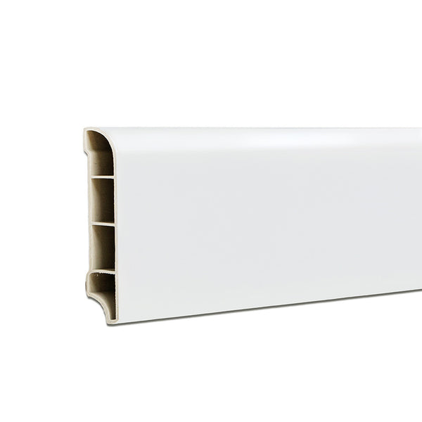 Leziter Bordură de podea din vinil SPC Alb-zăpadă 2400x60x12 mm
