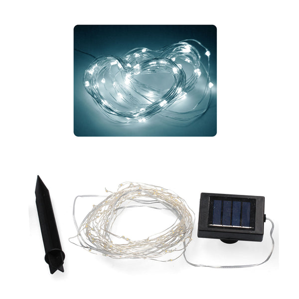 Ghirlanda luminoasa liniara, 100 LED-uri, 990cm, incarcare solara, alb rece
