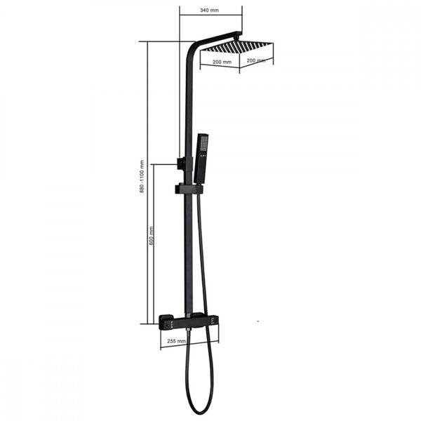 Leziter Set de duș Mazama Black cu baterie termostatică