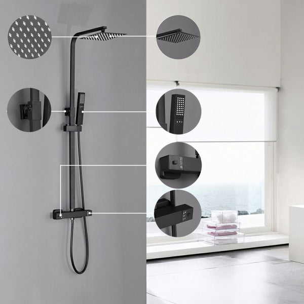 Leziter Set de duș Mazama Black cu baterie termostatică
