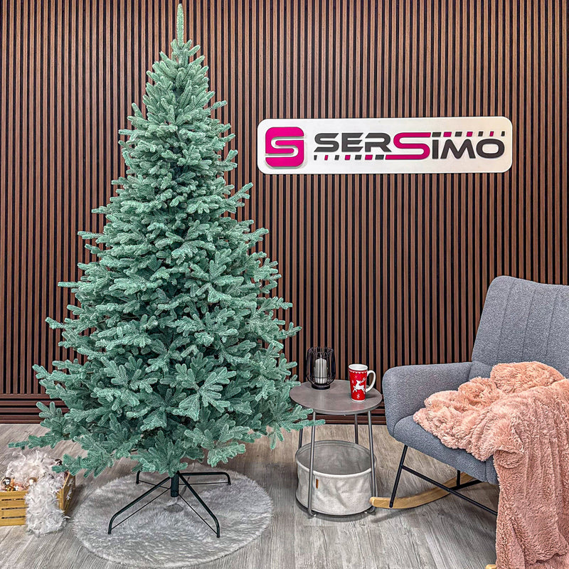 Brad artificial Christmas Deluxe by Sersimo, Viena Select argintiu, integral 3D, 230cm