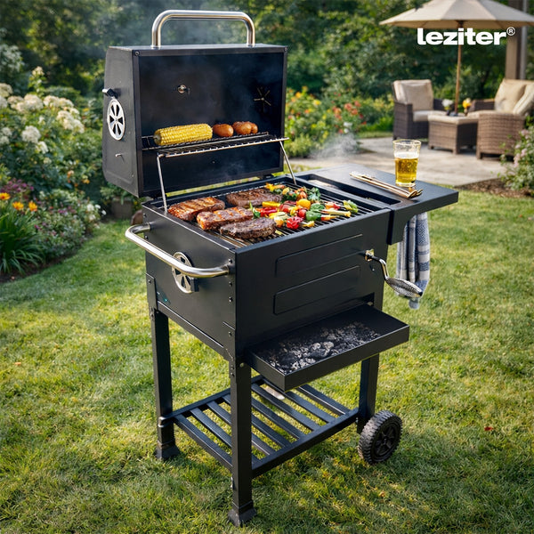 Leziter Grătar multifuncțional Helix cu cărbune de lemn