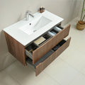 Leziter Set mobilier baie Trent 100 cu lavoar, oglinda, 2 sertare, 60x100 cm, stejar apus de soare