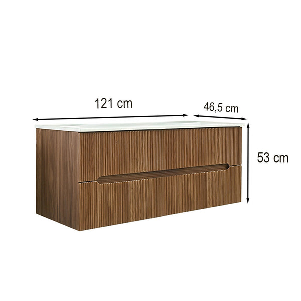 Leziter Masca chiuveta baie Trent 120 cu lavoar, 2 sertare, stejar apus de soare