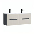 Leziter Masca chiuveta baie Trent 120 cu lavoar, 4 sertare, gri antracit-alb