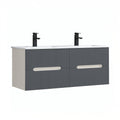 Leziter Masca chiuveta baie Trent 120 cu lavoar, 4 sertare, alb-gri antracit