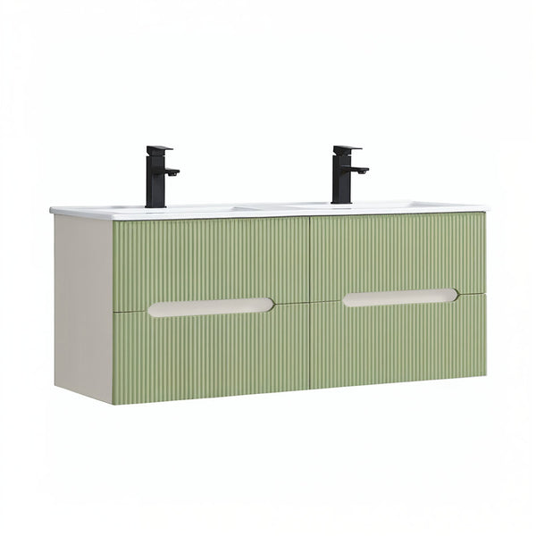Leziter Masca chiuveta baie Trent 120 cu lavoar, 4 sertare, alb-verde deschis