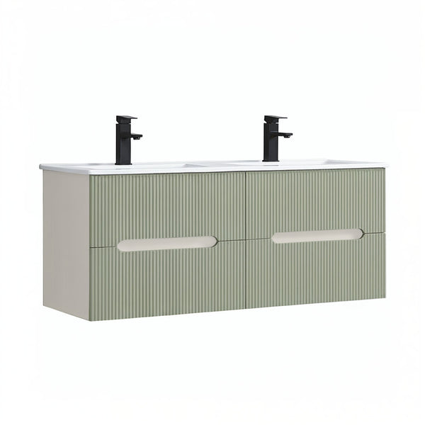 Leziter Masca chiuveta baie Trent 120 cu lavoar, 4 sertare, alb-verde