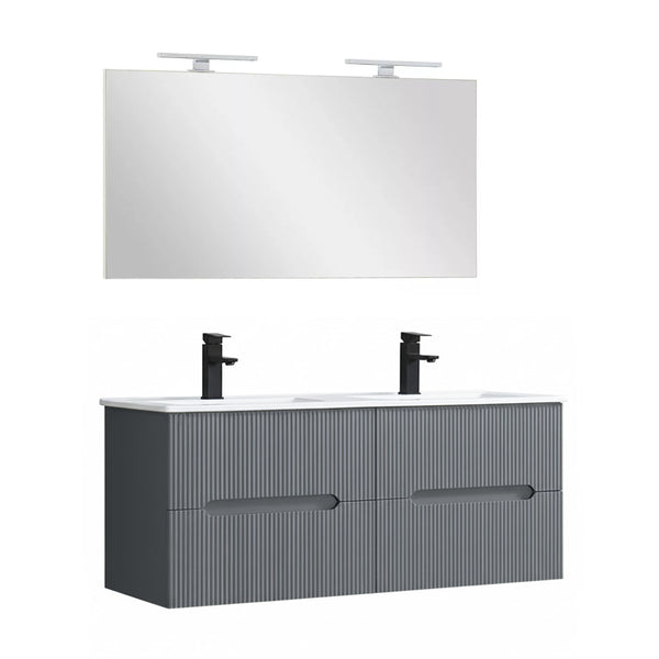 Leziter Set mobilier baie Trent 120 cu lavoar, oglinda, 60x120 cm, gri antracit