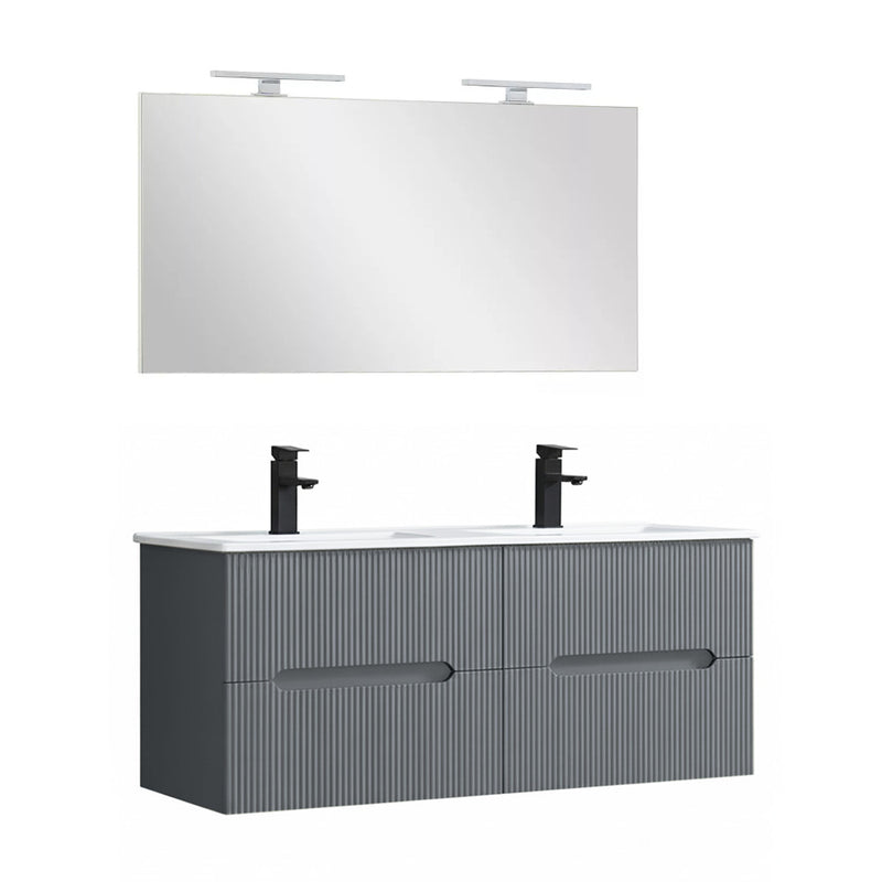 Leziter Set mobilier baie Trent 120 cu lavoar, oglinda, 60x120 cm, gri antracit