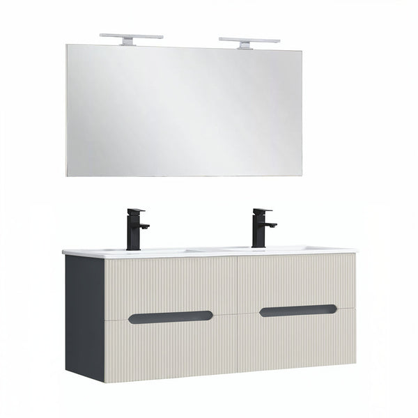 Leziter Set mobilier baie Trent 120 cu lavoar, oglinda, 60x120 cm, antracit gri-alb