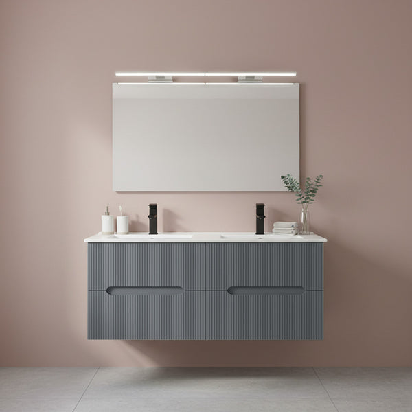 Leziter Set mobilier baie Trent 120 cu lavoar, oglinda, 60x120 cm, gri antracit
