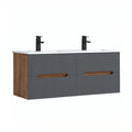 Leziter Dulap de baie inferior Trent 120 cu chiuvetă ceramică (2 sertare) stejar sunset-gri antracit