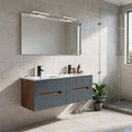 Leziter Dulap de baie inferior Trent 120 cu chiuvetă ceramică (2 sertare) stejar sunset-gri antracit