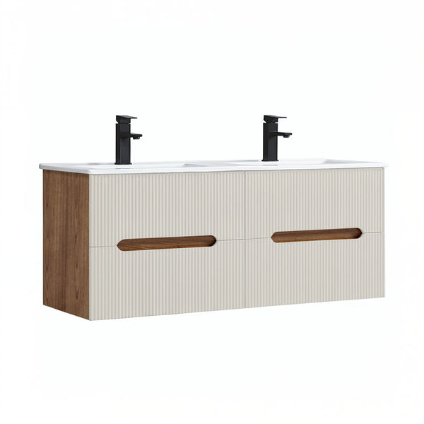 Leziter Masca chiuveta baie Trent 120 cu lavoar, 4 sertare, sunset oak-white
