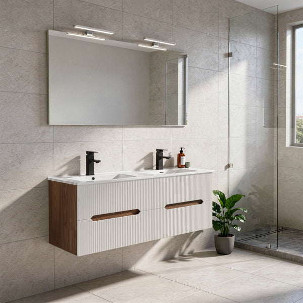 Leziter Masca chiuveta baie Trent 120 cu lavoar, 4 sertare, sunset oak-white