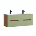 Leziter Trent 120 dulap de baie inferior cu chiuvetă ceramică (4 sertare) stejar apus de soare-verde fistic