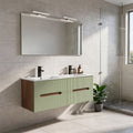 Leziter Trent 120 dulap de baie inferior cu chiuvetă ceramică (4 sertare) stejar apus de soare-verde fistic