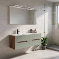Leziter Trent 120 dulap de baie inferior cu chiuvetă ceramică (4 sertare) stejar apus de soare-olive verde