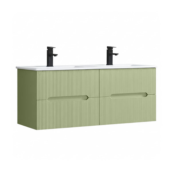 Leziter Masca chiuveta baie Trent 120 cu lavoar, 4 sertare, verde deschis