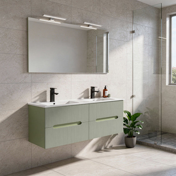 Leziter Trent 120 dulap de baie inferior cu chiuvetă ceramică (4 sertare) verde fistic - verde oliv