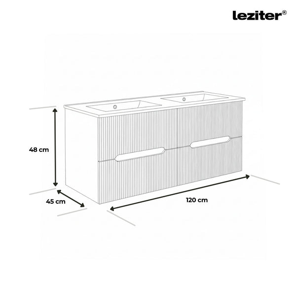 Leziter Masca chiuveta baie Trent 120 cu lavoar, 4 sertare, verde deschis
