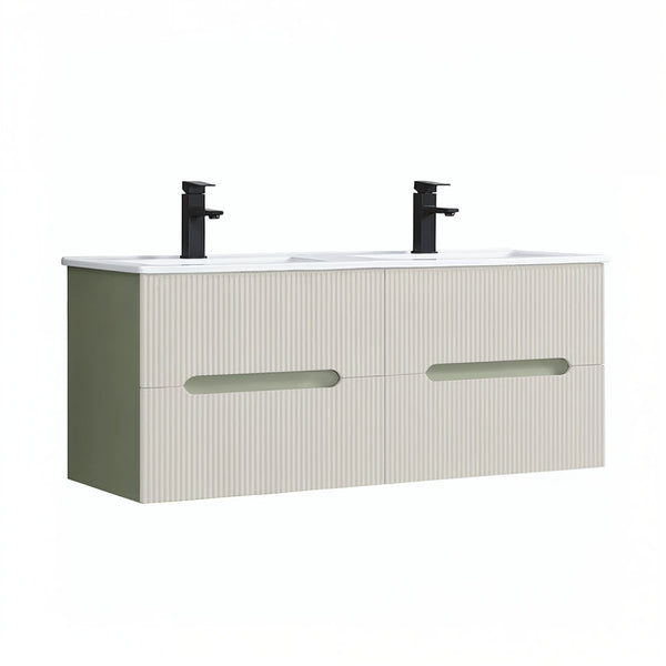 Leziter Masca chiuveta baie Trent 120 cu lavoar, 4 sertare, verde-alb