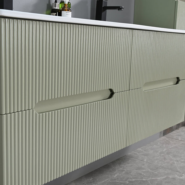 Leziter Masca chiuveta baie Trent 120 cu lavoar, 4 sertare, verde