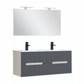 Leziter Set mobilier baie Trent 120 cu lavoar, oglinda, 60x120 cm, alb-antracit gri