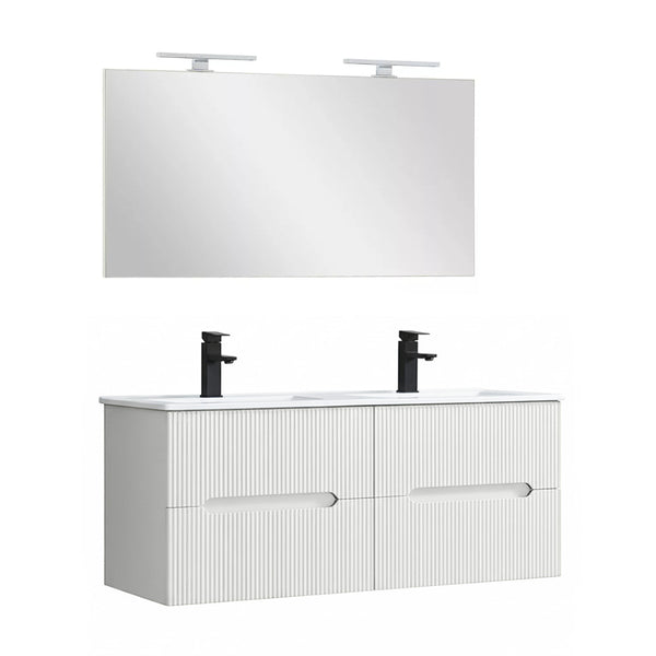 Leziter Set mobilier baie Trent 120 cu lavoar, oglinda, 60x120 cm, alb