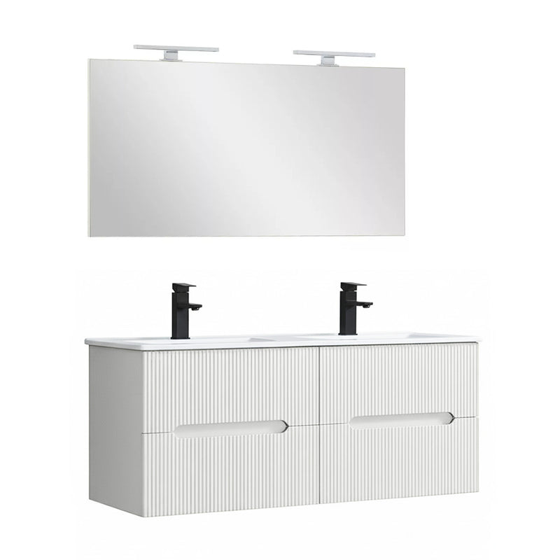Leziter Set mobilier baie Trent 120 cu lavoar, oglinda, 60x120 cm, alb