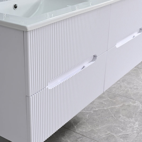 Leziter Set mobilier baie Trent 120 cu lavoar, oglinda, 60x120 cm, alb