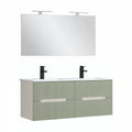 Leziter Set mobilier baie Trent 120 cu lavoar, oglinda, 60x120 cm, alb-verde