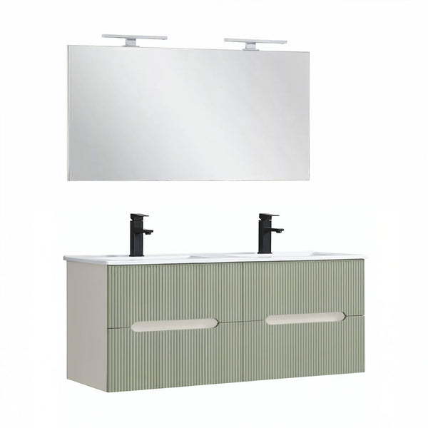 Leziter Set mobilier baie Trent 120 cu lavoar, oglinda, 60x120 cm, alb-verde