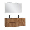 Leziter Set mobilier baie Trent 120 cu lavoar, oglinda, 60x120 cm, stejar apus de soare