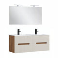 Leziter Set mobilier baie Trent 120 cu lavoar, oglinda, 60x120 cm, sunset stejar-alb