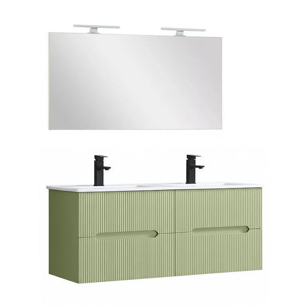 Leziter Set mobilier baie Trent 120 cu lavoar, oglinda 60x120 cm, verde deschis