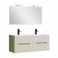 Leziter Set mobilier baie Trent 120 cu lavoar, oglinda, 60x120 cm, verde deschis-alb