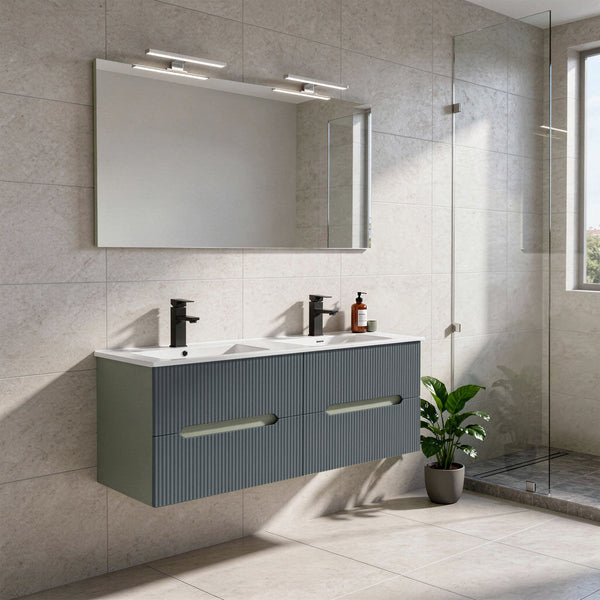 Leziter Trent Mobilier de baie 120 cm Lavetă ceramică cu oglindă 60x120 cm verde măslin-gri antracit