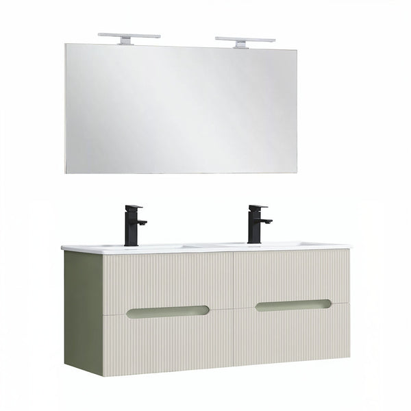 Leziter Set mobilier baie Trent 120 cu lavoar, oglinda, 60x120 cm, verde-alb