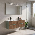 Leziter Trent Mobilier de baie 120 cm chiuvetă ceramică cu oglindă 60x120 cm stejar verde măslin-sunset