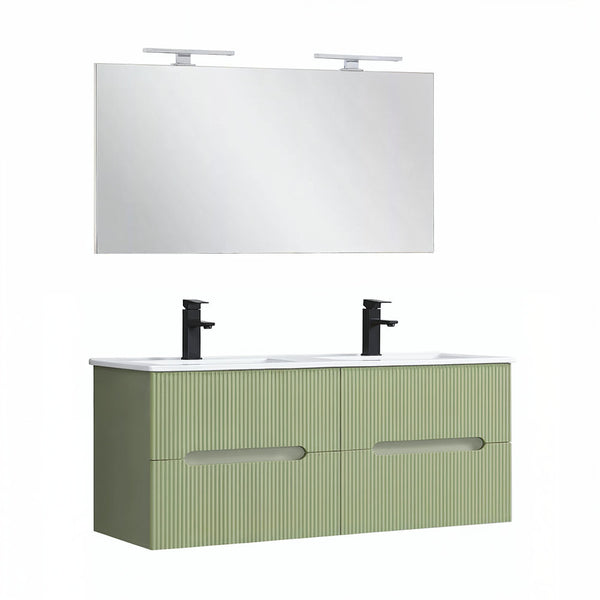 Leziter Trent Mobilier de baie 120 cm chiuvetă ceramică cu oglindă 60x120 cm verde măslin verde-pistachio