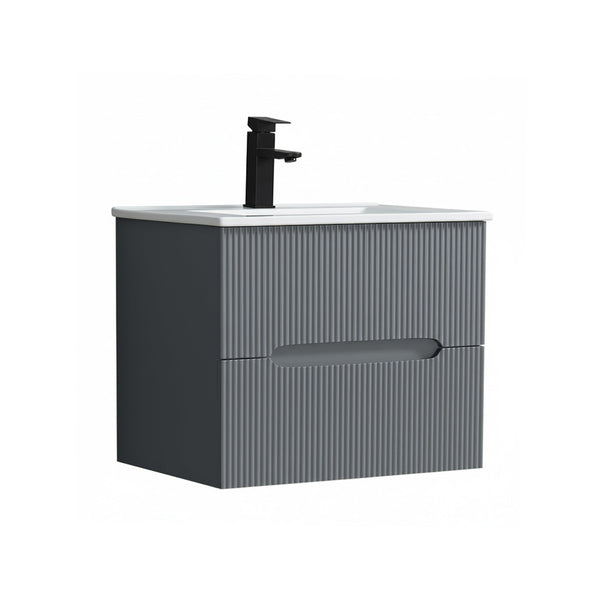 Leziter Masca chiuveta baie Trent 60 cu lavoar, 2 sertare, gri antracit