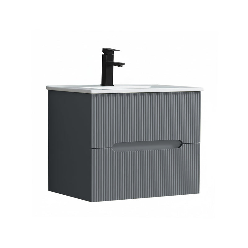 Leziter Masca chiuveta baie Trent 60 cu lavoar, 2 sertare, gri antracit