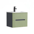 Leziter Trent 60 dulap de baie inferior cu chiuvetă ceramică (2 sertare) gri antracit-verde fistic