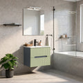 Leziter Trent 60 dulap de baie inferior cu chiuvetă ceramică (2 sertare) gri antracit-verde fistic